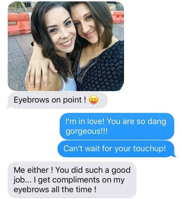 Microblading selfie via text