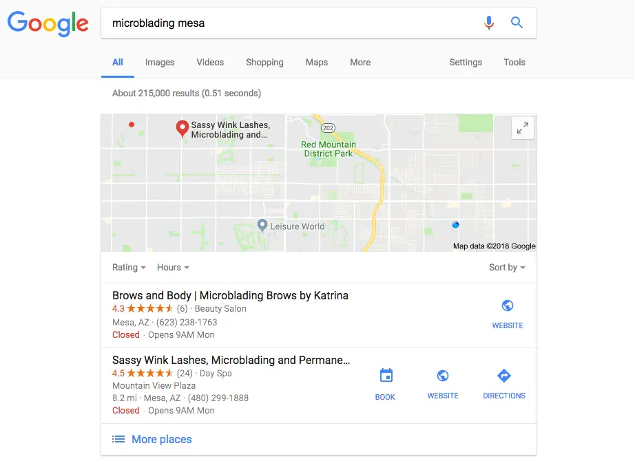 organic traffic example for building a microblading business